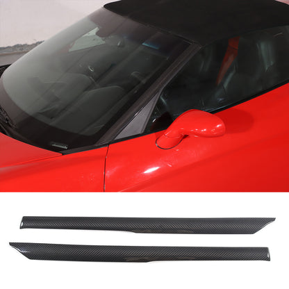 Real Dry Carbon Fiber Front A-Pillar Decorative Cover Trim For Corvette C6 05-13 2