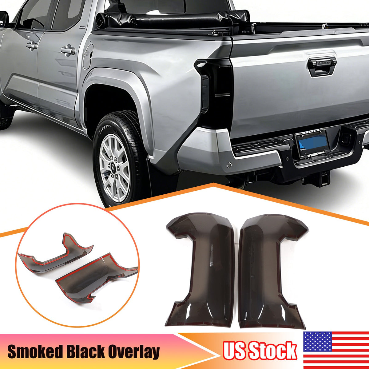 Smoked Tail Light Cover Blackout Overlay Len Guard For Toyota Tacoma 24+ 1