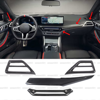 Real Carbon Fiber Dashboard Airvent Trim Set For BMW 3 4 330i 430i G20 G22 2025+ 1