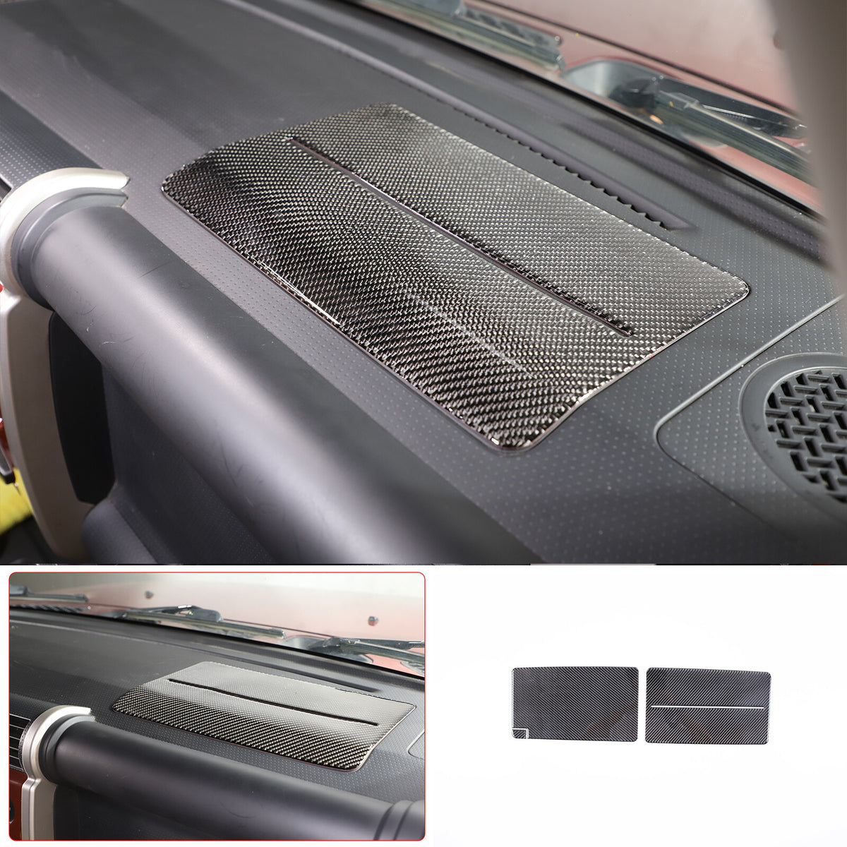 Carbon Fiber Dashboard Storage Box Panel Sticker For Toyota FJ Cruiser 2007-2021 2