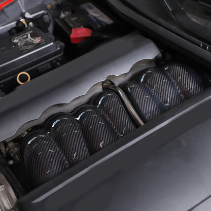 2Pcs Real Dry Carbon Fiber Intake Manifold Cover Engine For Corvette C6 2005-13 8