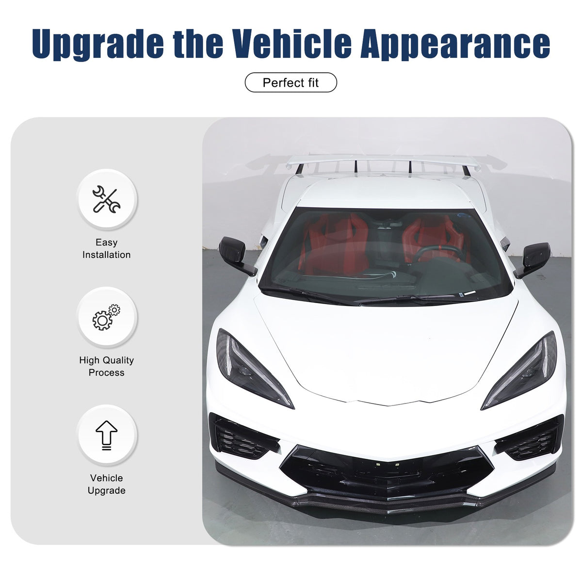 Real Carbon Fiber Front Bumper Lip Splitter For 20-26 Corvette C8 Z51 Stingray 15