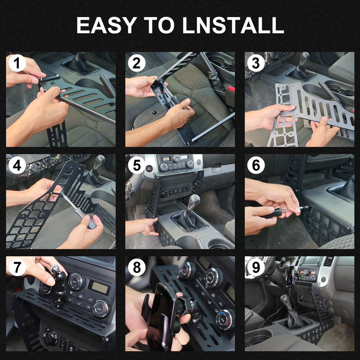 Wireless Center Molle Panel Digital Device Mount For Nissan Frontier D40 2009-17 11