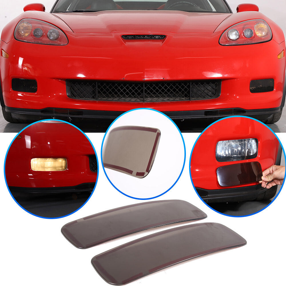 Smoked Black Front Headlight & Rear Tail Light Cover Trim For Corvette C6 05-13 14