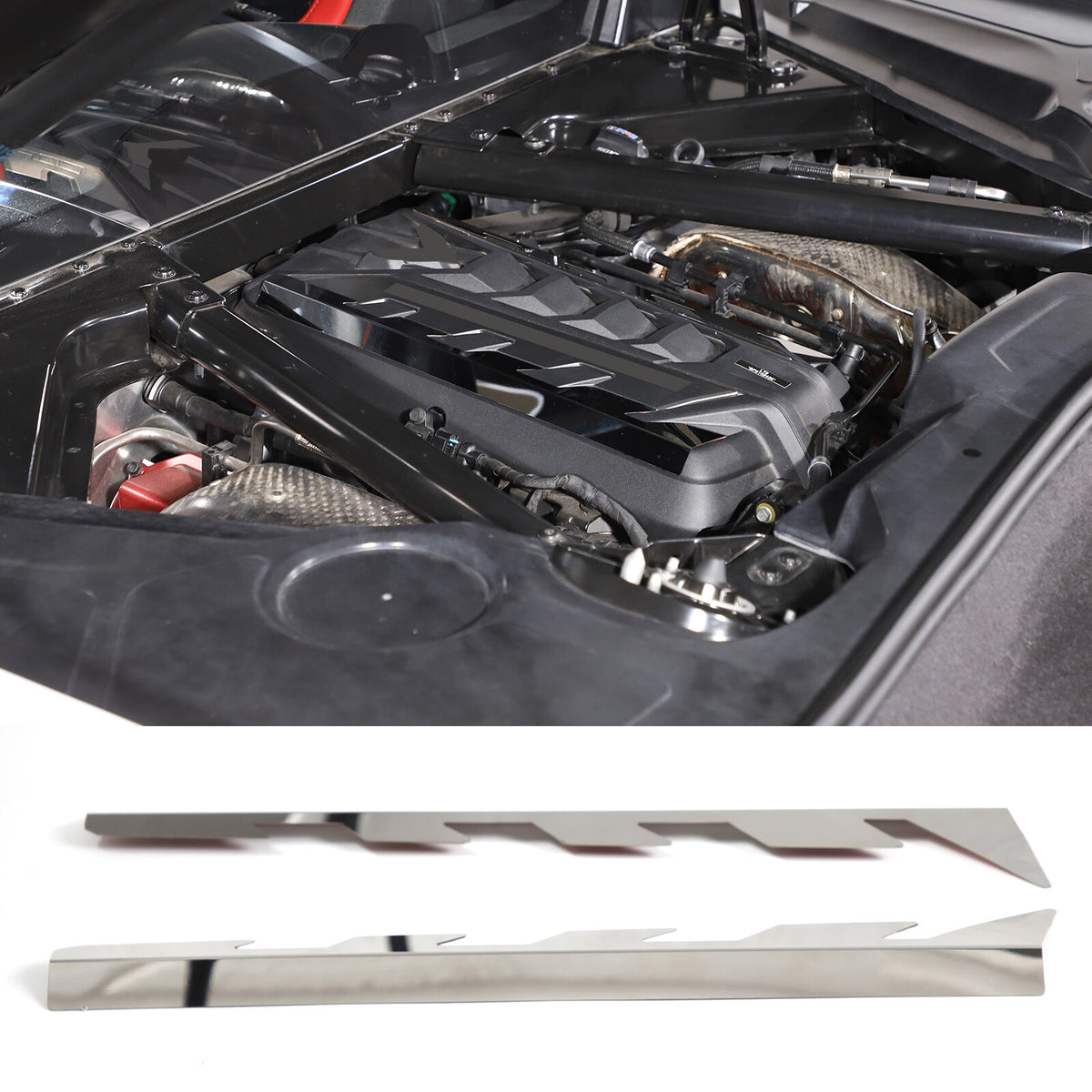 Aluminum Alloy Silver Engine Side Decoration Cover For Corvette C8 2020-2026 1