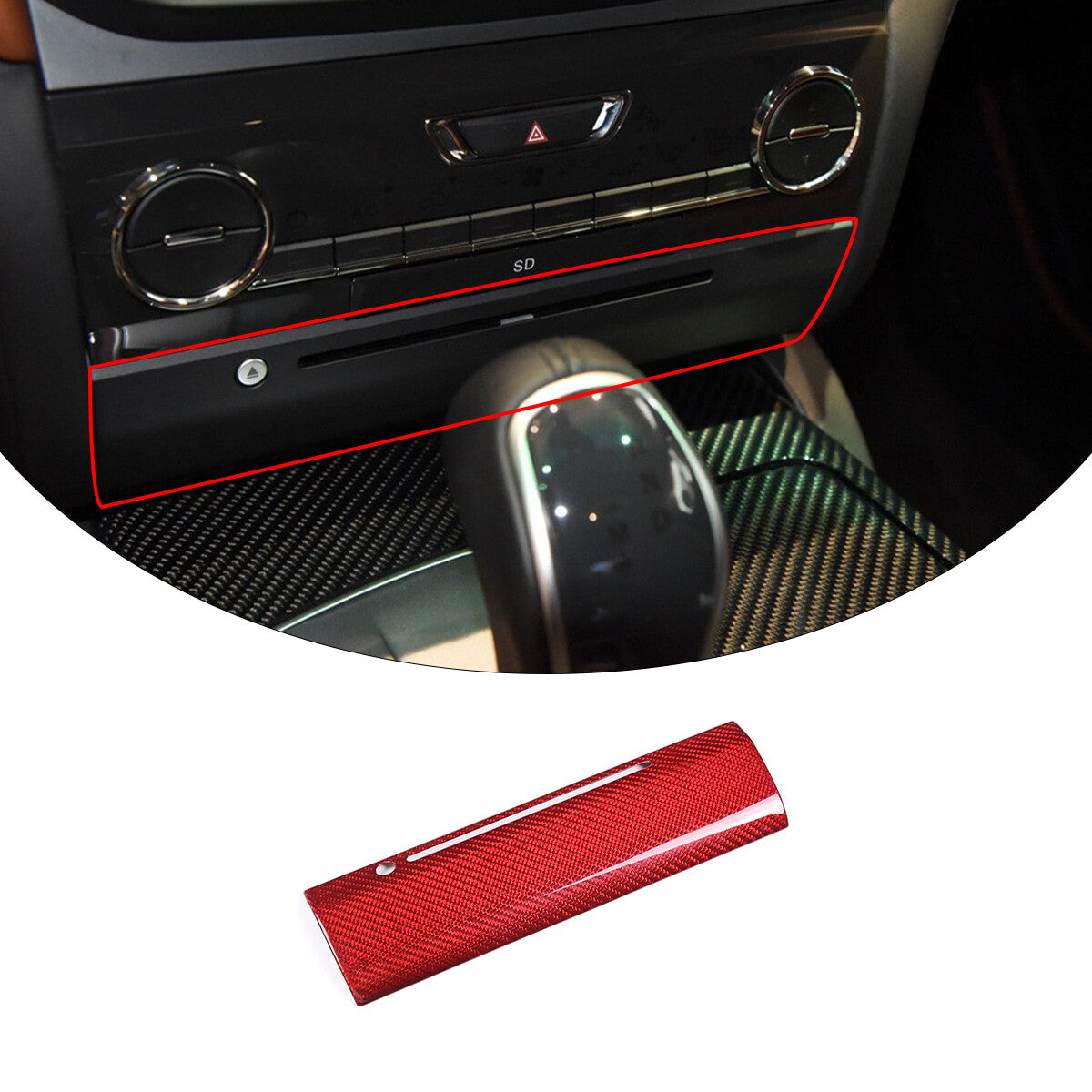 Red Carbon Interior CD Panel Decor Cover Trim Fit for Maserati Glibli 2014-15 1