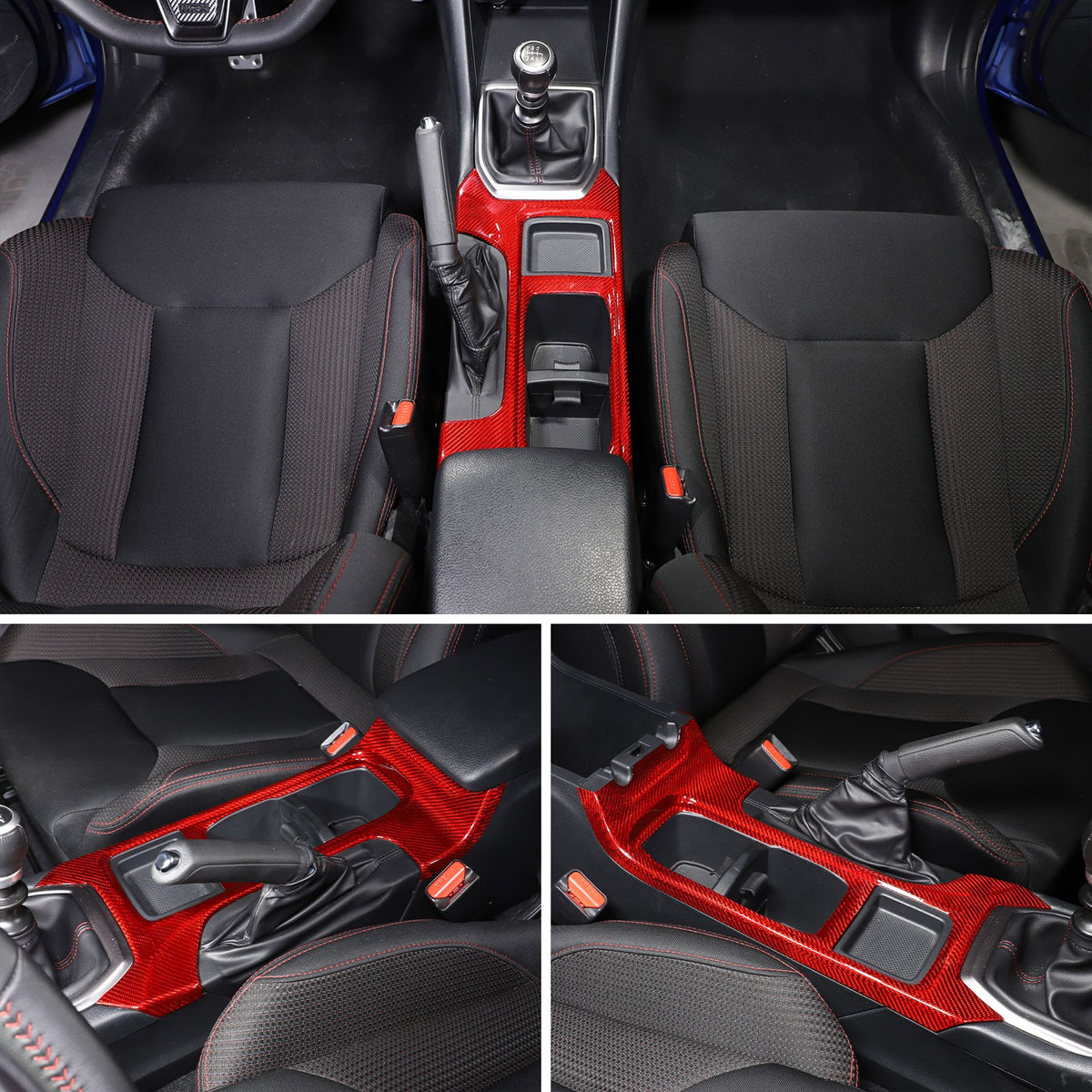 Red Real Carbon Fiber Center Console Cup Holder Trim For Subaru WRX VB 2022+ 5