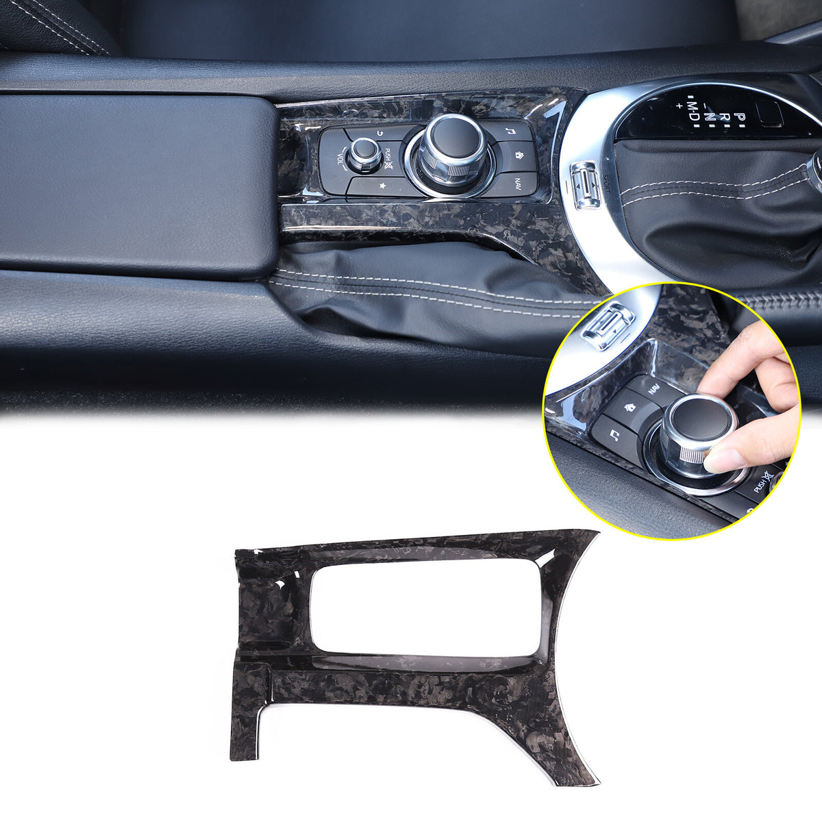 Forged Real Carbon Fiber Multimedia Panel Trim Cover For Mazda MX-5 2016+ 1