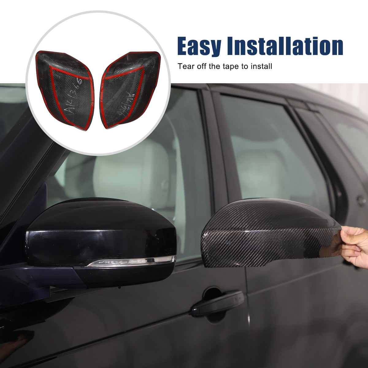 Real Carbon Fiber Exterior Mirror Cover Trim For LR Range Rover Sport L494 14-22 22