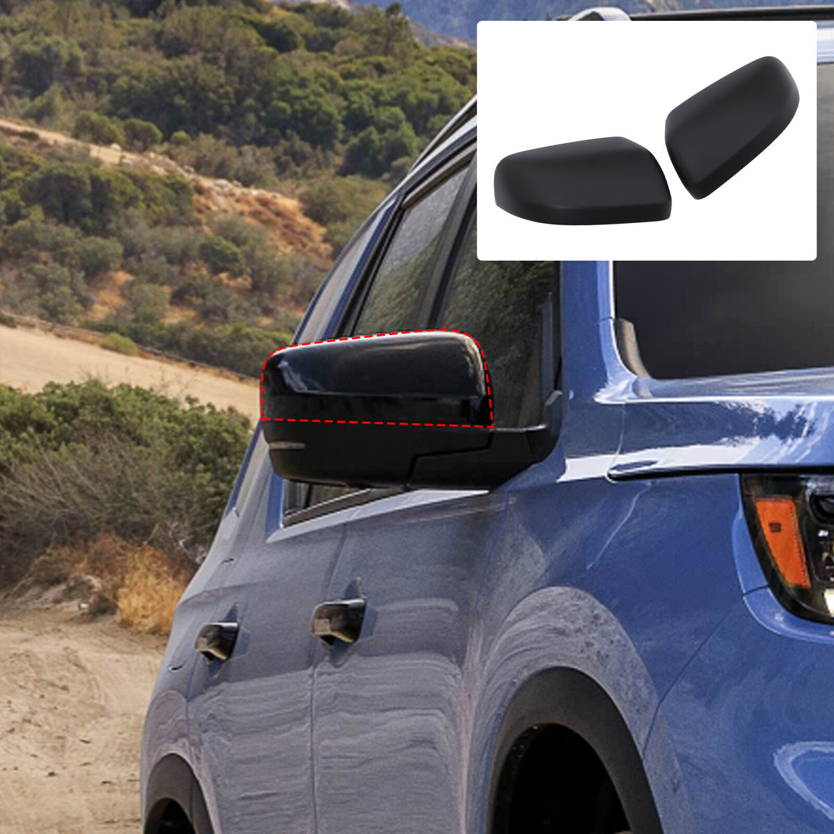 ABS Matte Black Exterior Rearview Mirror Cover Trim For Honda Pilot 2023-2024 1
