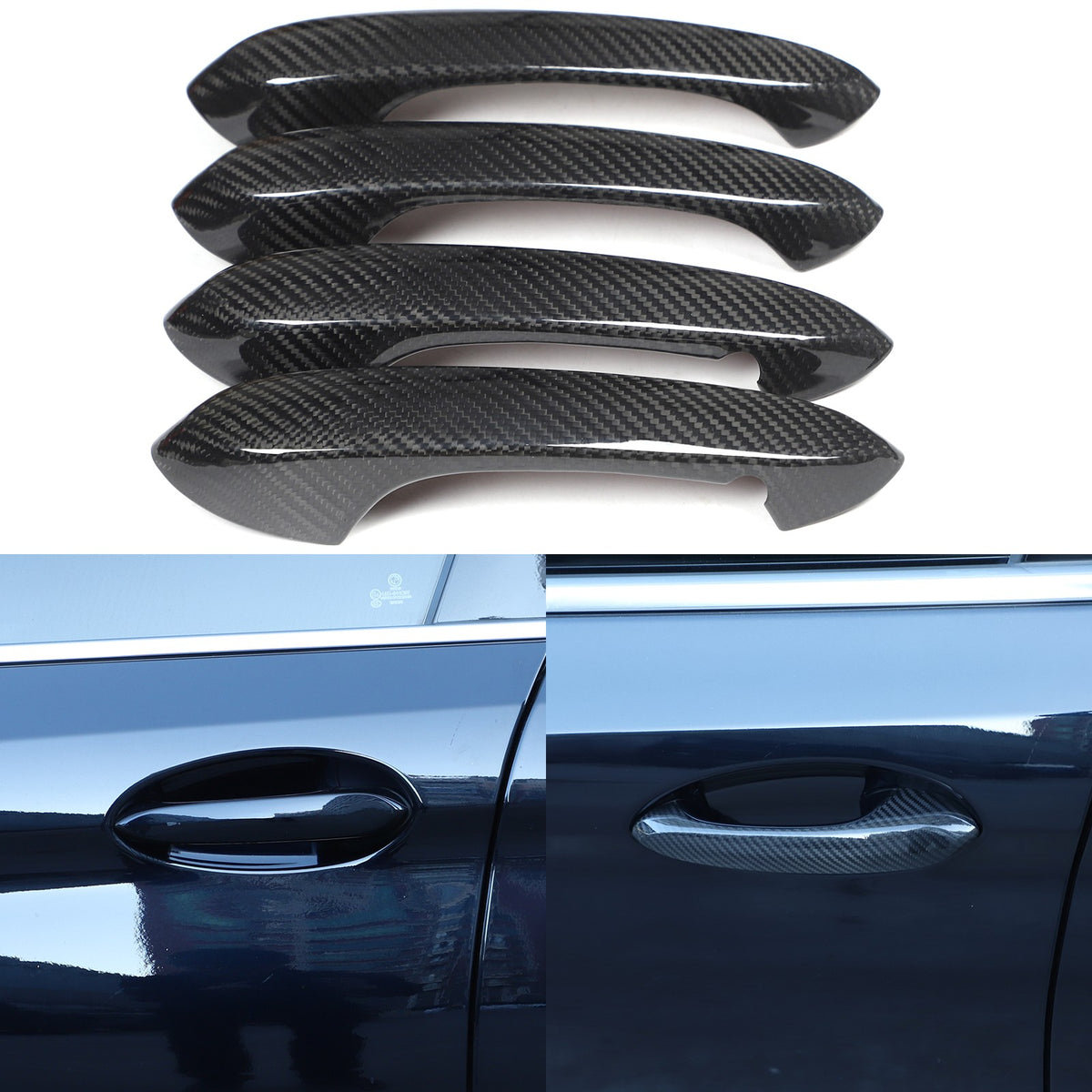 Real Carbon Fiber Outer Door Handle Protector Cover For BMW 5 Series 2022 14