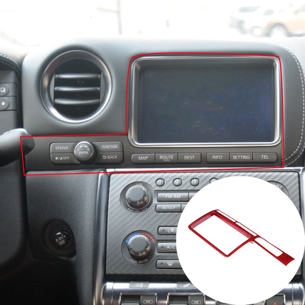 Red Real Carbon Fiber Interior Center Trim Cover Kit For Nissan GTR R35 2008-16 18