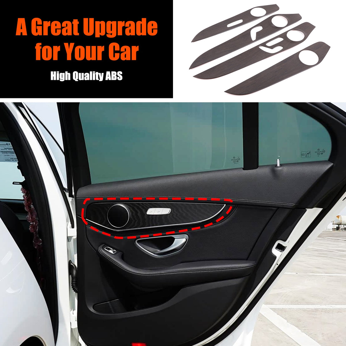 Oak Wood Grain ABS Interior Door Panel Trim For Benz C-Class W205 2015-2021 US 22