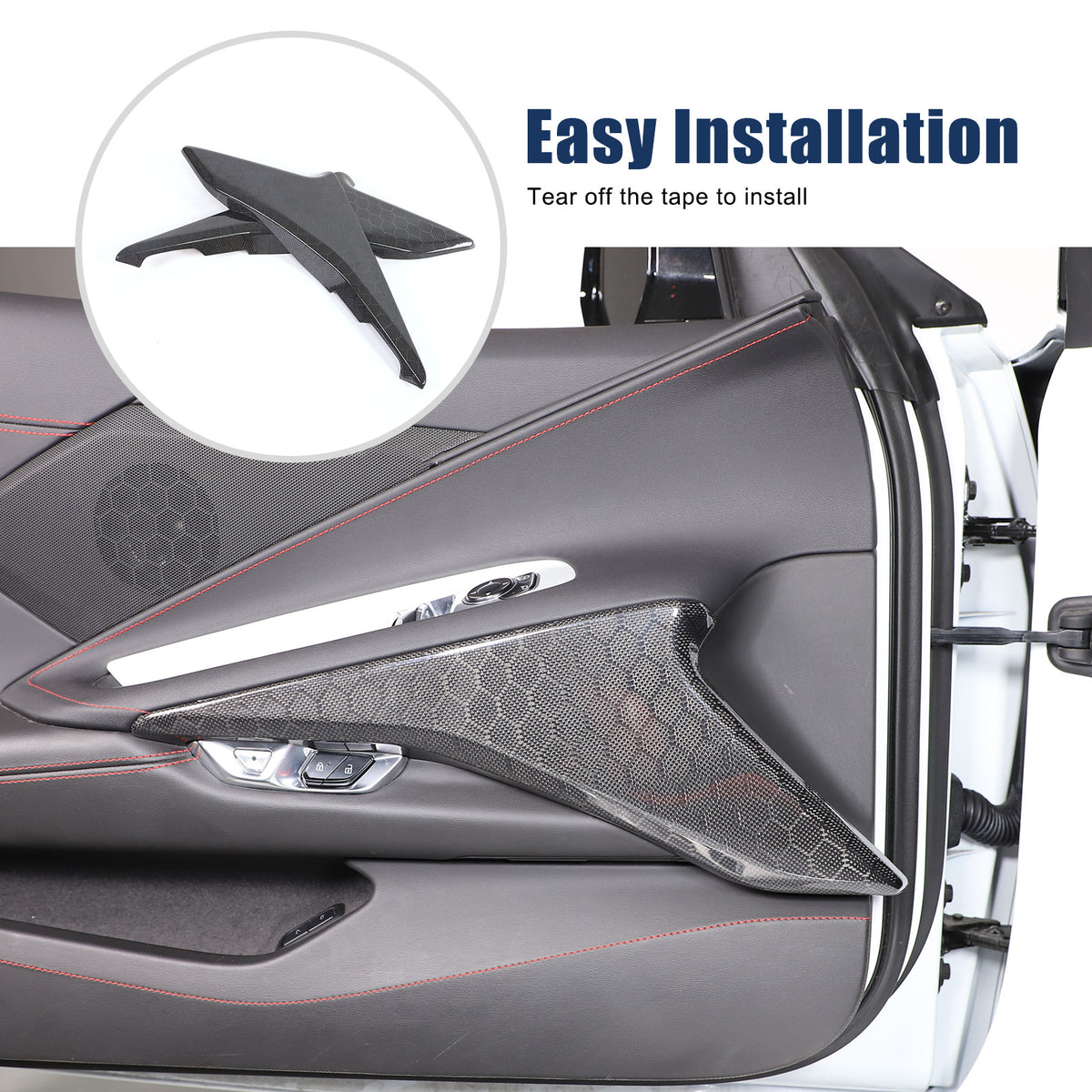 Real Honeycomb Carbon Fiber Interior Door Panel Cover Trim For Corvette C8 20-26 14