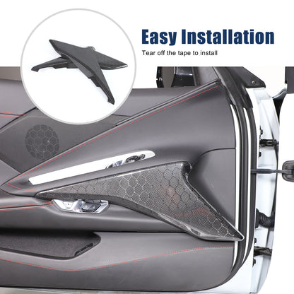 Real Honeycomb Carbon Fiber Interior Door Panel Cover Trim For Corvette C8 20-26 14