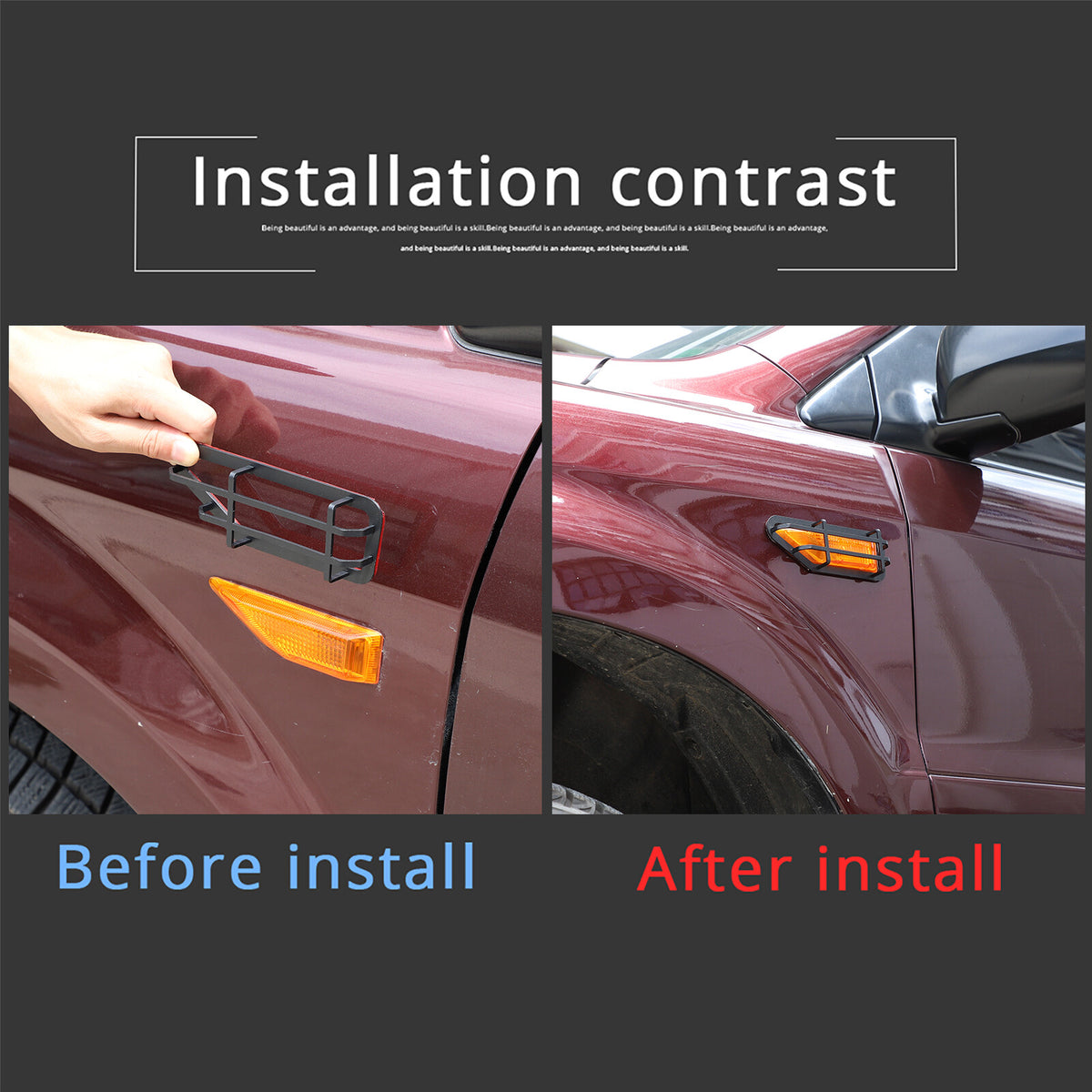 Black Steel Front Turn Signal Light Cover Trim For Honda Pilot 2003-2008 4