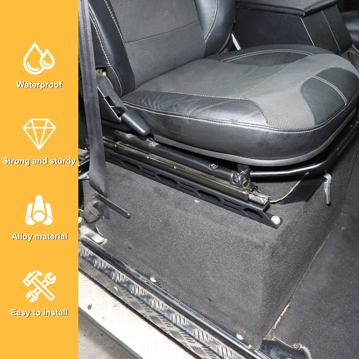 Black Steel Front Seat Adjustment Bracket Trim For LR Defender L316 2004-2018 1