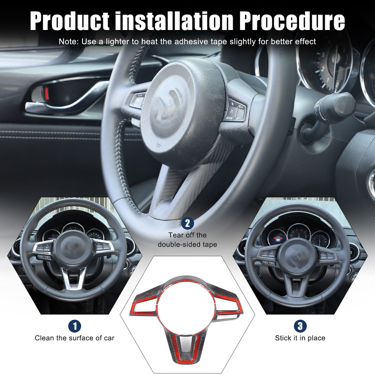 Matte Real Carbon Fiber Steering Wheel Button Trim For Mazda MX-5 Miata 2016-25 18
