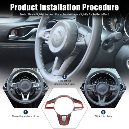 Matte Real Carbon Fiber Steering Wheel Button Trim For Mazda MX-5 Miata 2016-25 18
