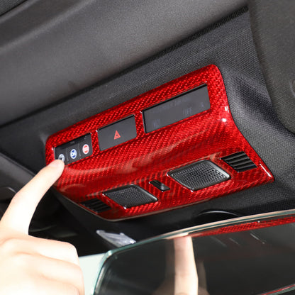 Red Real Dry Carbon Fiber Reading Light Trim Frame Cover For Corvette C8 2020-26 5