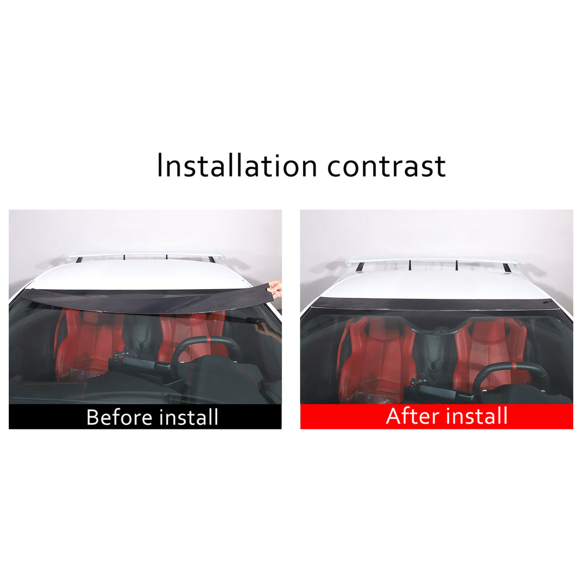 Real Carbon Fiber Outer Front Window Roof Top Trim For Corvette C8 20-26 11