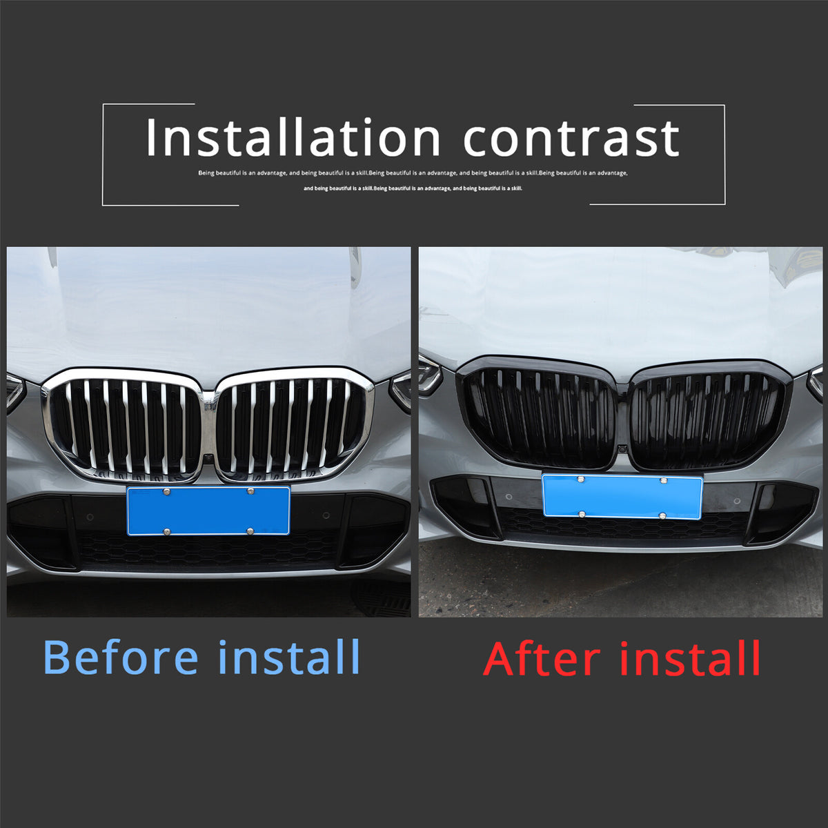 Replace Glossy Black Front Kidney Grille For BMW X5 G05 2019-2022 2023 24