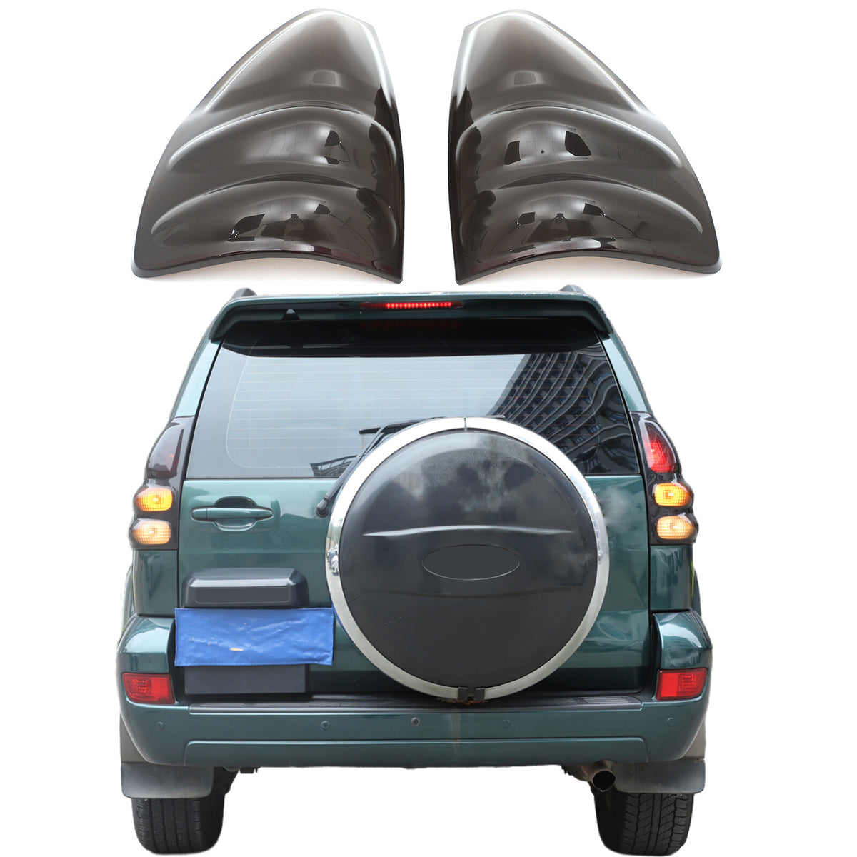 Smoked Black Rear Tail Light Guard Cover Trim Bezel For Toyota Prado FJ120 03-09 15