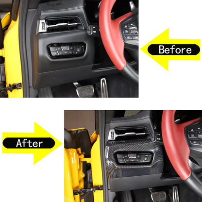 Carbon Fiber Headlight Switch Button Panel Trim For Toyota Supra A90 19-24 US 4