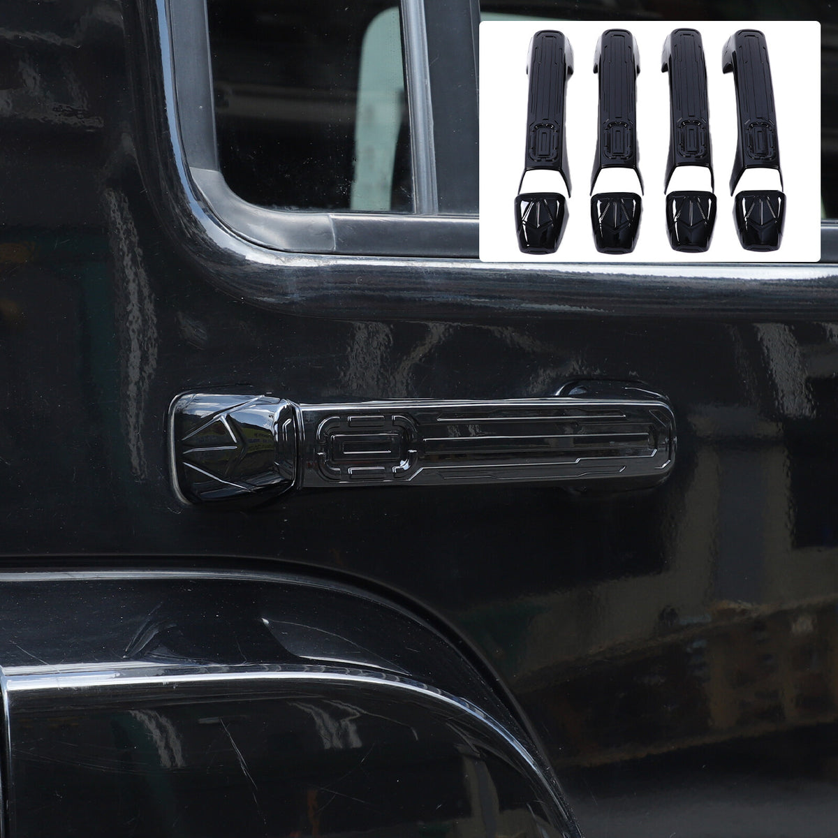 Mecha Glossy Piano Black Exterior Door Handle Cover for Hummer H3 2005-09 23