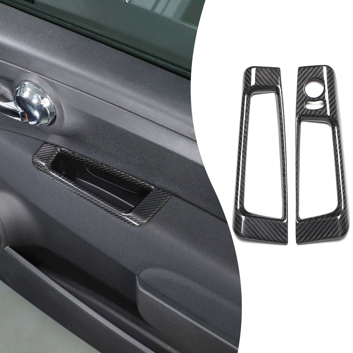 Real Carbon Fiber Mirror Adjustment Panel Trim For Fiat 500 312 2010-2022 1