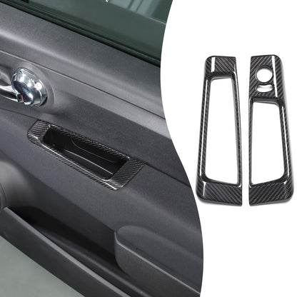 Real Carbon Fiber Mirror Adjustment Panel Trim For Fiat 500 312 2010-2022 1