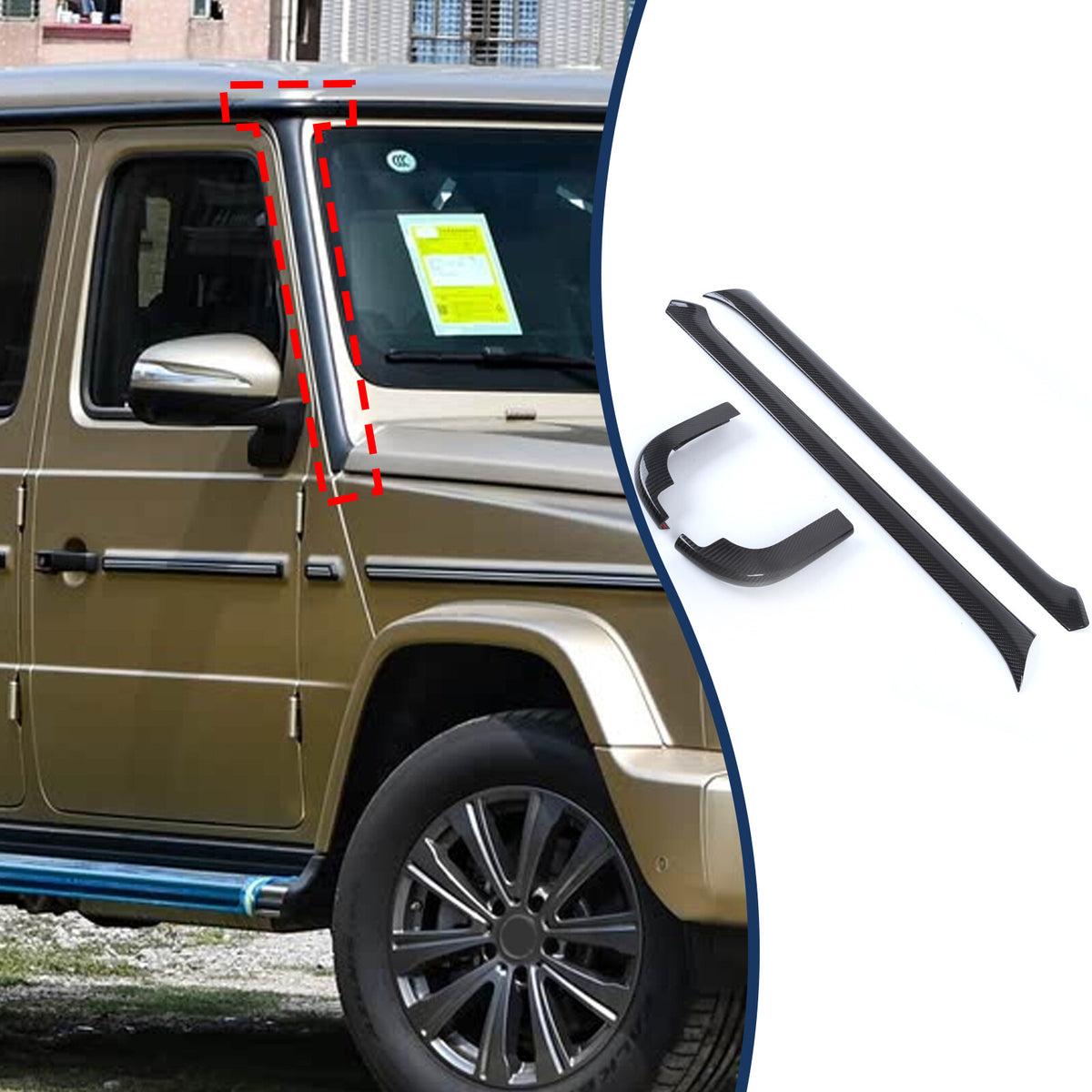 Real Carbon Fiber A-Pillar Trim Cover For Benz G-Class G500 W465 2025+ US 2