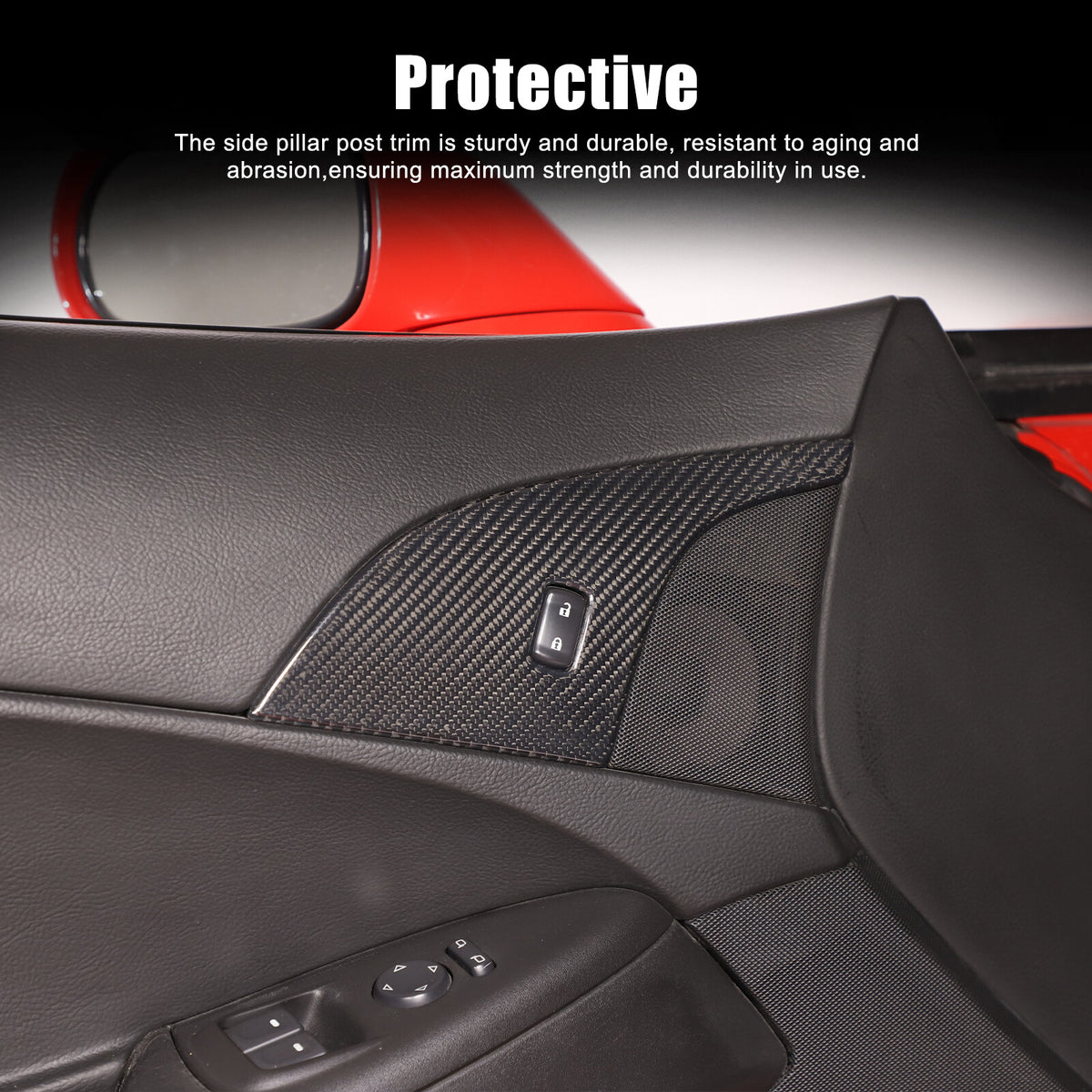 Real Carbon Fiber Children Lock Button Frame Trim Cover For Corvette C6 2005-13 22