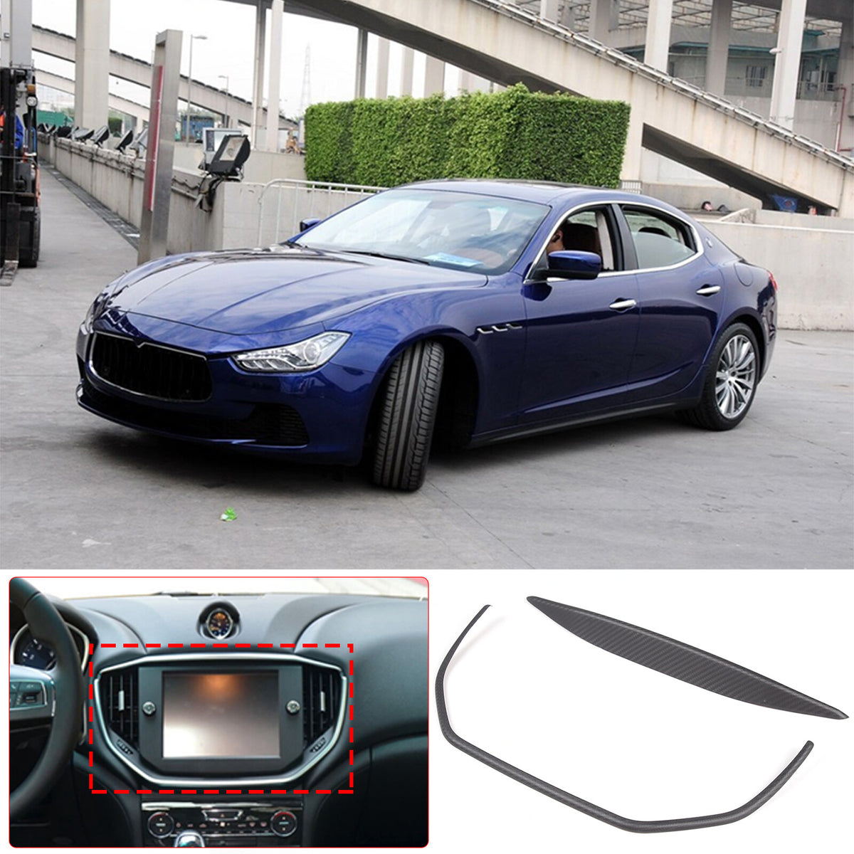 Matt Carbon fiber Center Console air outlet frame Trim For Maserati Ghibli 14-15 11