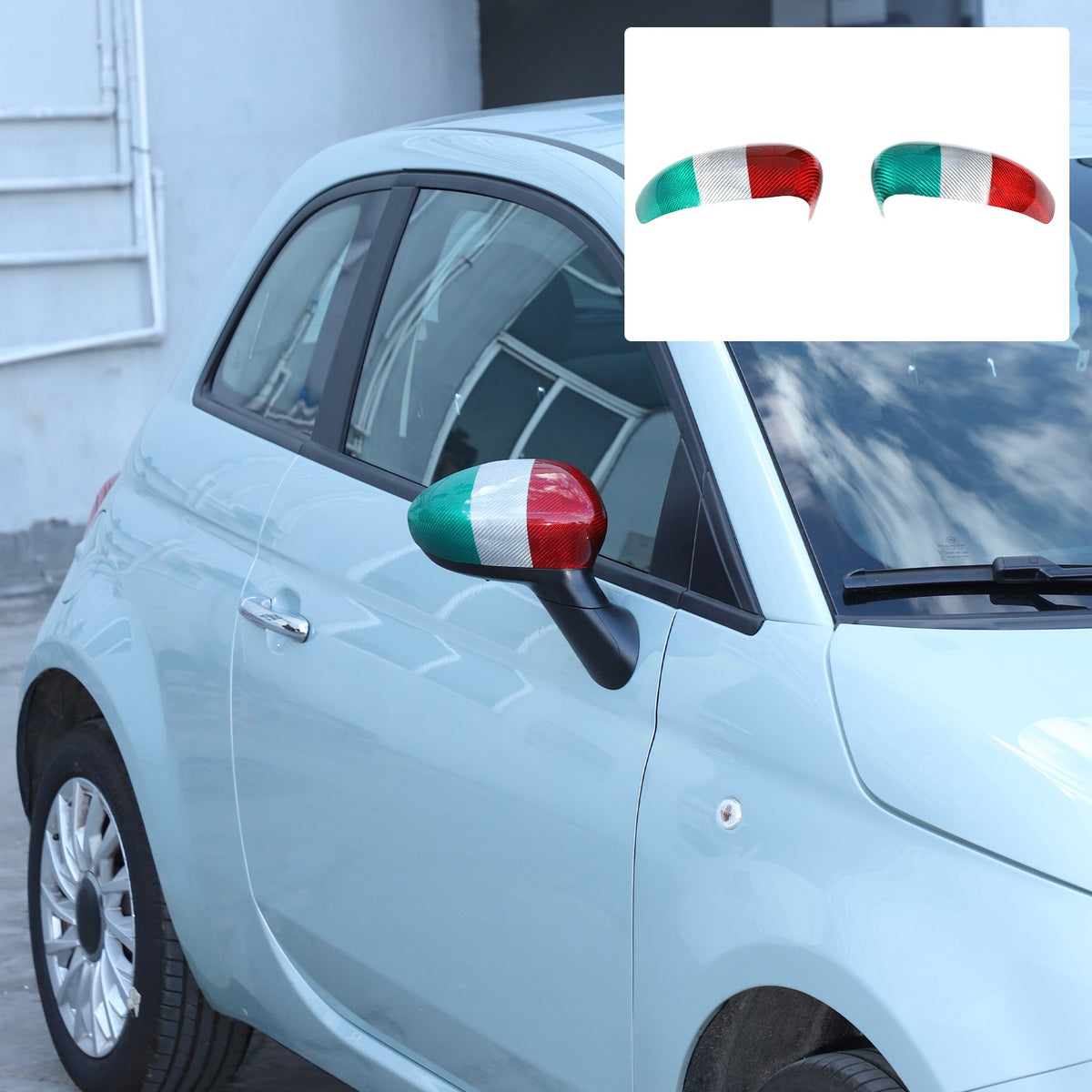 Tri-Color Real Carbon Fiber Side Mirror Cover Trim For Fiat 500 312 2010+ 16