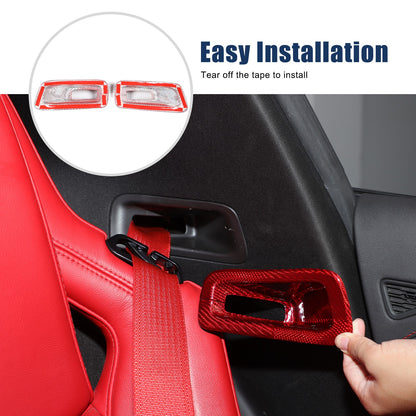 Red Real Carbon Fiber Seat Safety Belt Frame Trim For Corvette C8 2020+ 7