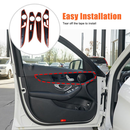 ABS Carbon Fiber Interior Door Panel Trim Cover For Benz C-Class W205 2015-21 US 21