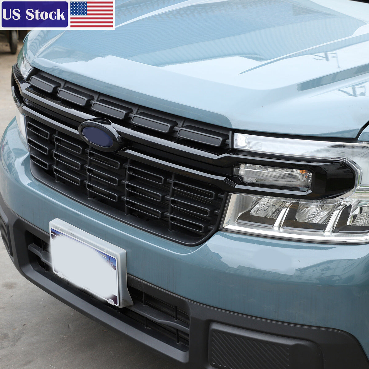 Gloss Black Center Front Bumper Grille Grill Trim Cover Fits 22-24 Ford Maverick 1