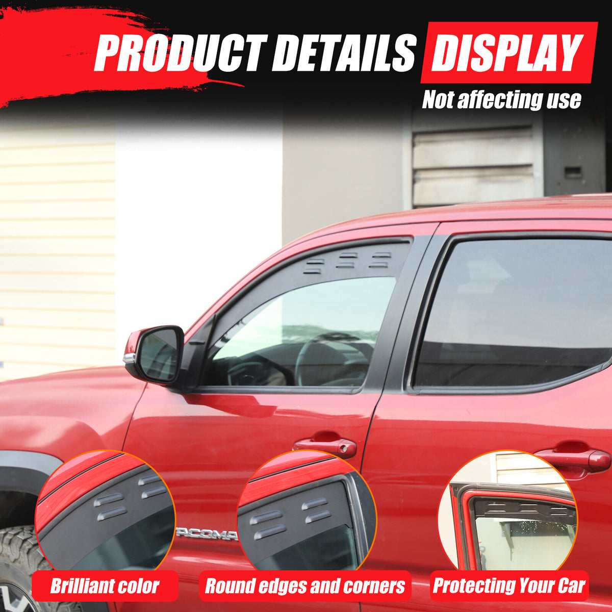 Alloy Rear Window Ventilation Louver Shutter Trim For Toyota Tacoma 16-22 US 10