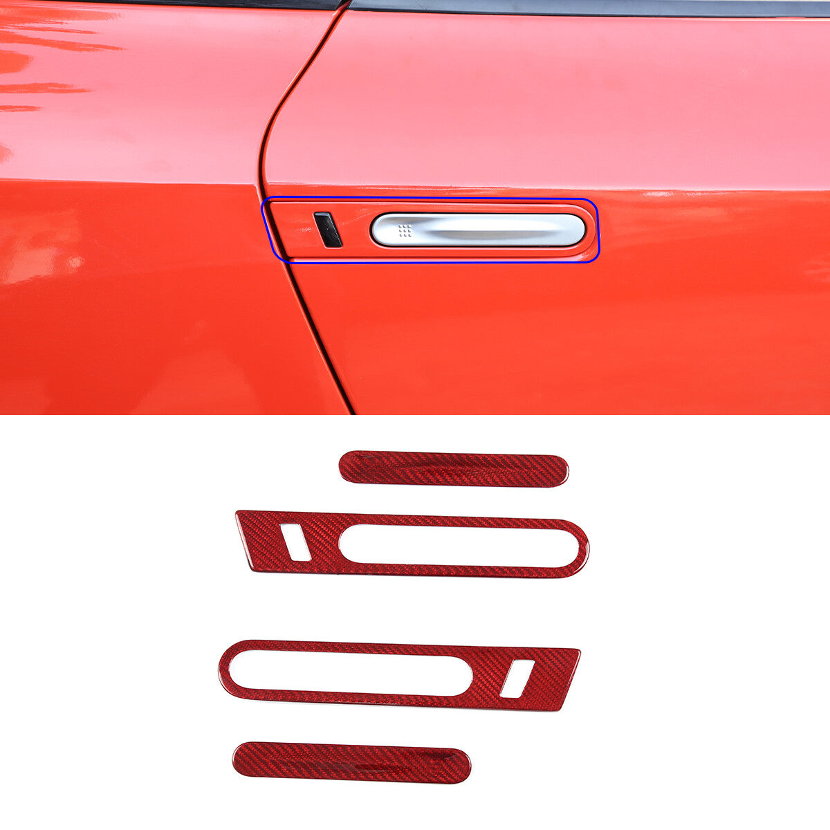Red Carbon Fiber Exterior Car Door Handle Cover Trim For Nissan GTR R35 2008-16 2