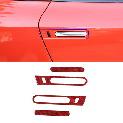 Red Carbon Fiber Exterior Car Door Handle Cover Trim For Nissan GTR R35 2008-16 2