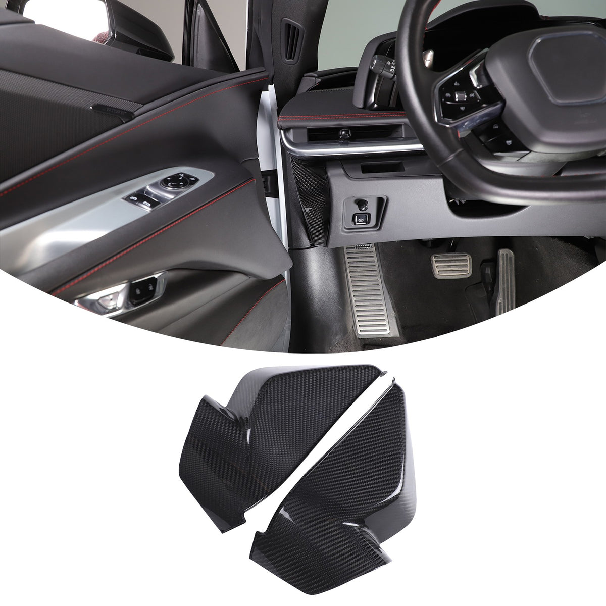 Real Carbon Fiber Interior Door Pillar Trim Cover For Corvette C8 2020+ 10