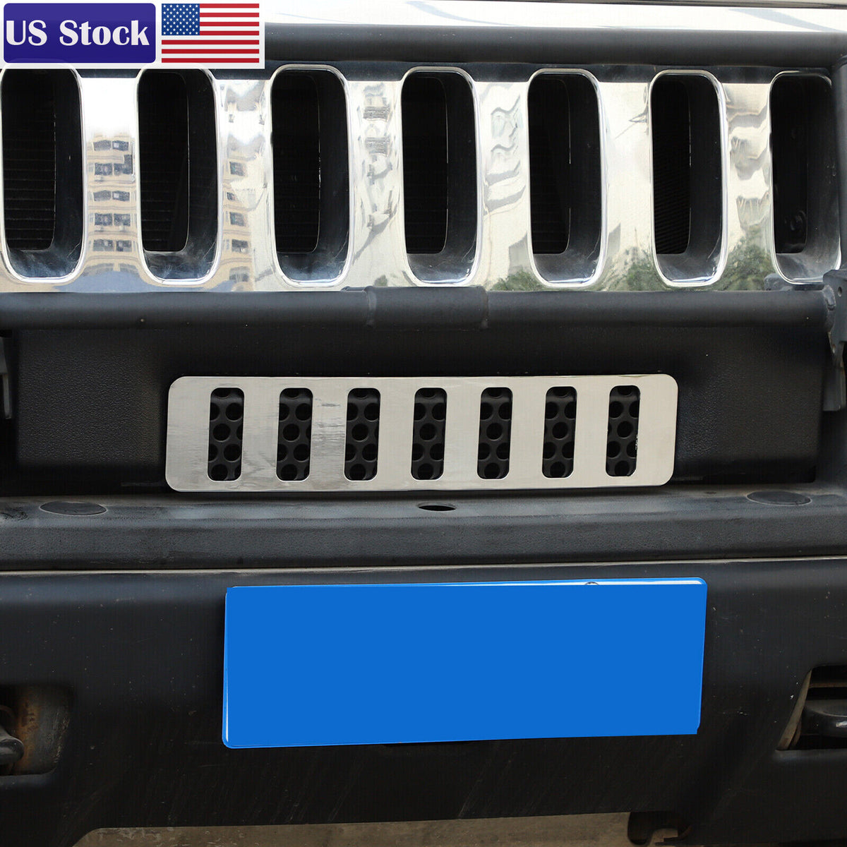 Chrome Front bumper Lower Grille Trim Cover Fit For Hummer H2 SUV SUT 2003-09 US 13