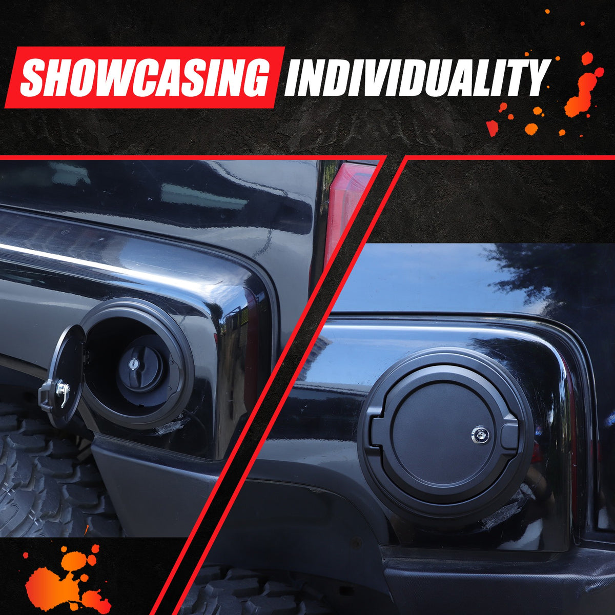ABS+Aluminum Fuel Tank Lock Cover Trim Cap For Hummer H3 2005-2009 10