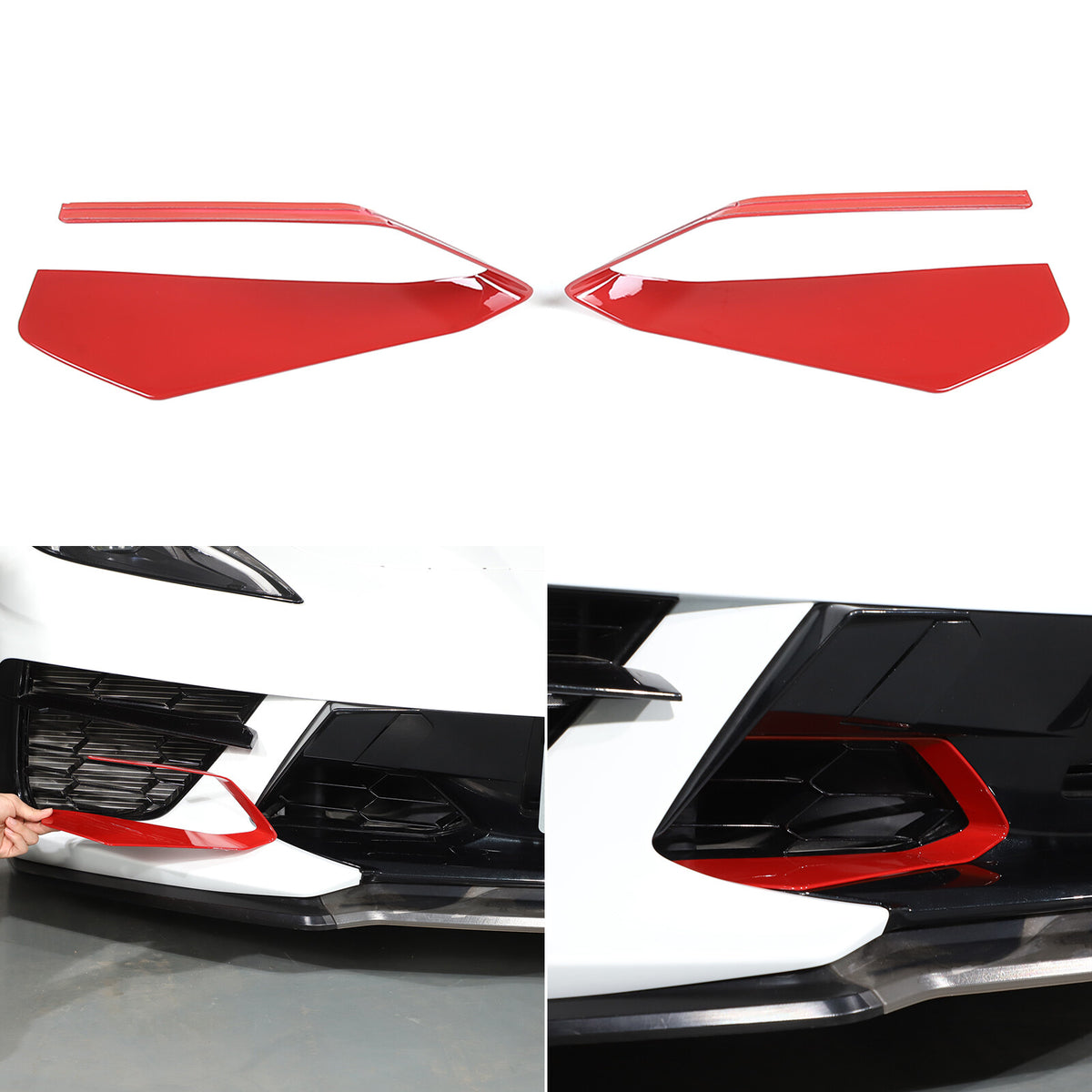Red Front Side Air Intake Vent Grille Cover Trim For Corvette C8 20-25 US 21