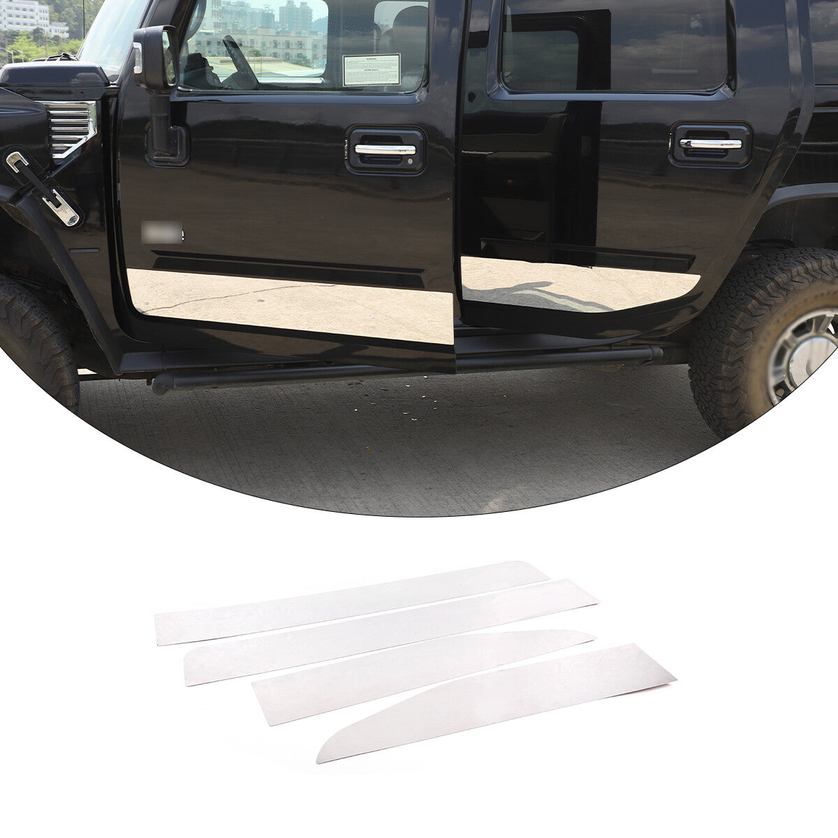 Stick-on Stainless Steel Side Accent Trim 4 Pc Fits Hummer H2 03-09 7