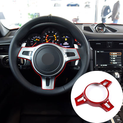 Red Real Carbon Fiber Steering Wheel Trim Cover For Porsche 911 2010-2015 2