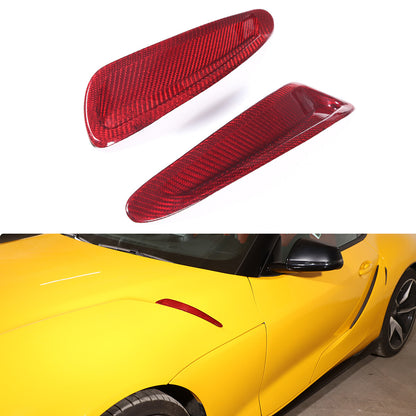 for Toyota GR Supra A90 19+ Red Carbon Fiber A pillar & Hood Air Vent Cover Trim 2