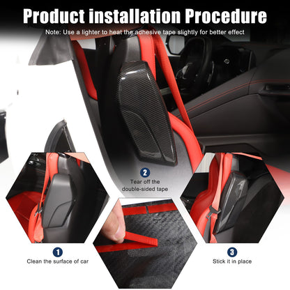 Real Dry Carbon Fiber Seat Side Cover Trim For Corvette C8 2020+ 21