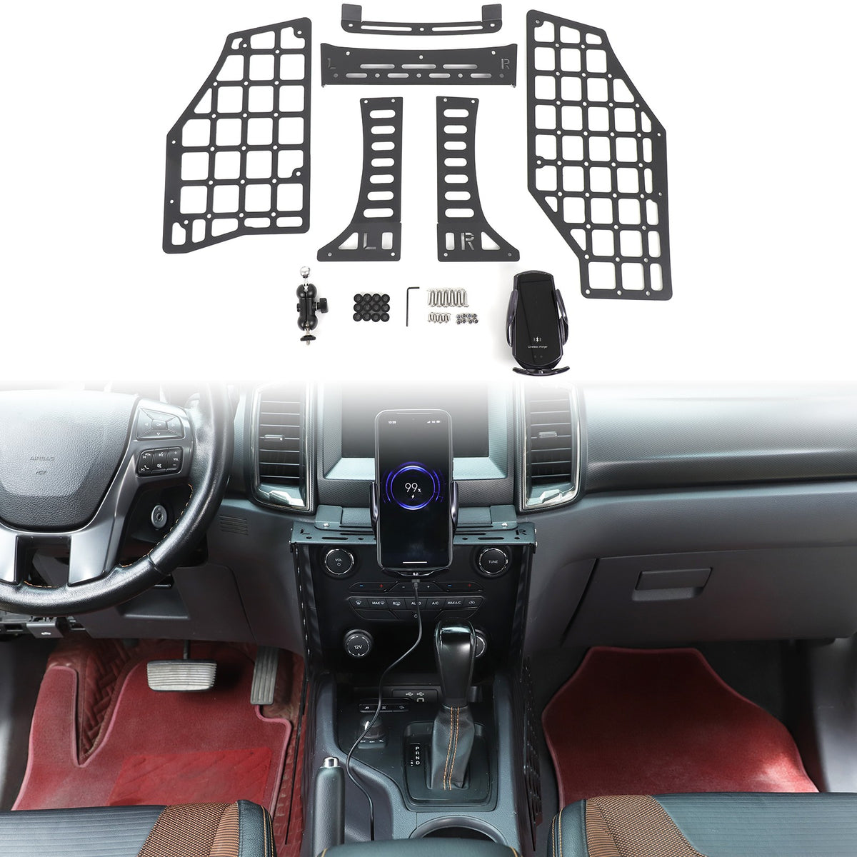 Wireless Center Gear Shift Extension Platform For Ford Ranger T7 T8 2015-2022 2